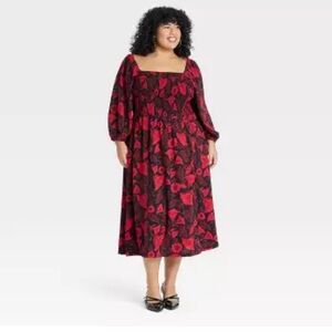 Gorgeous Red and Black Patterned Dress 🌹